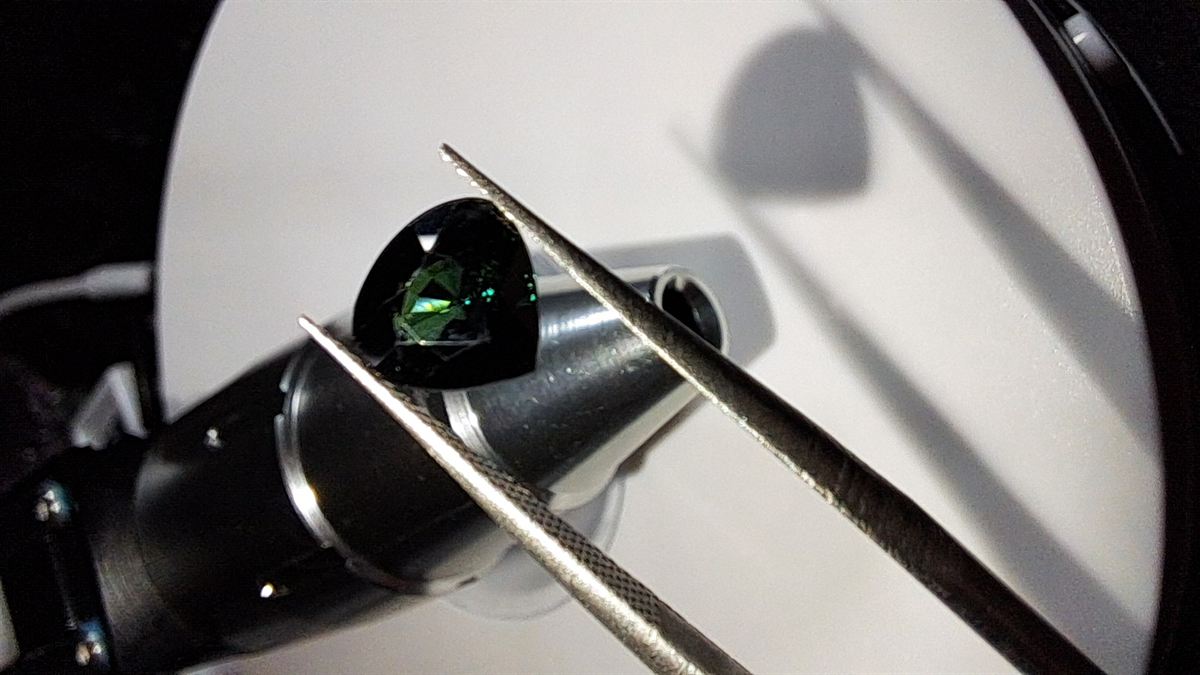 Blue Green Sapphire Custom Facet Trilliant