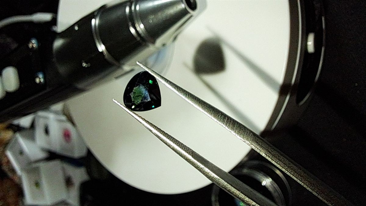Blue Green Sapphire Custom Facet Pear
