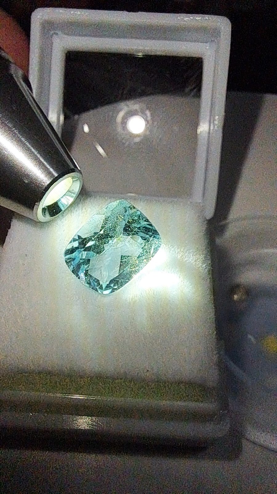 3.50ct Natural Blue Russian Topaz with Gold Inclusion Brilliant Facet Cushion Cut