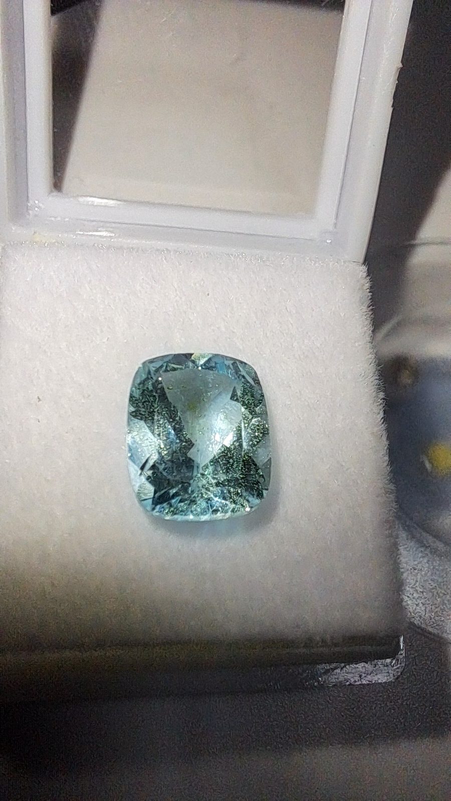 3.50ct Natural Blue Russian Topaz with Gold Inclusion Brilliant Facet Cushion Cut