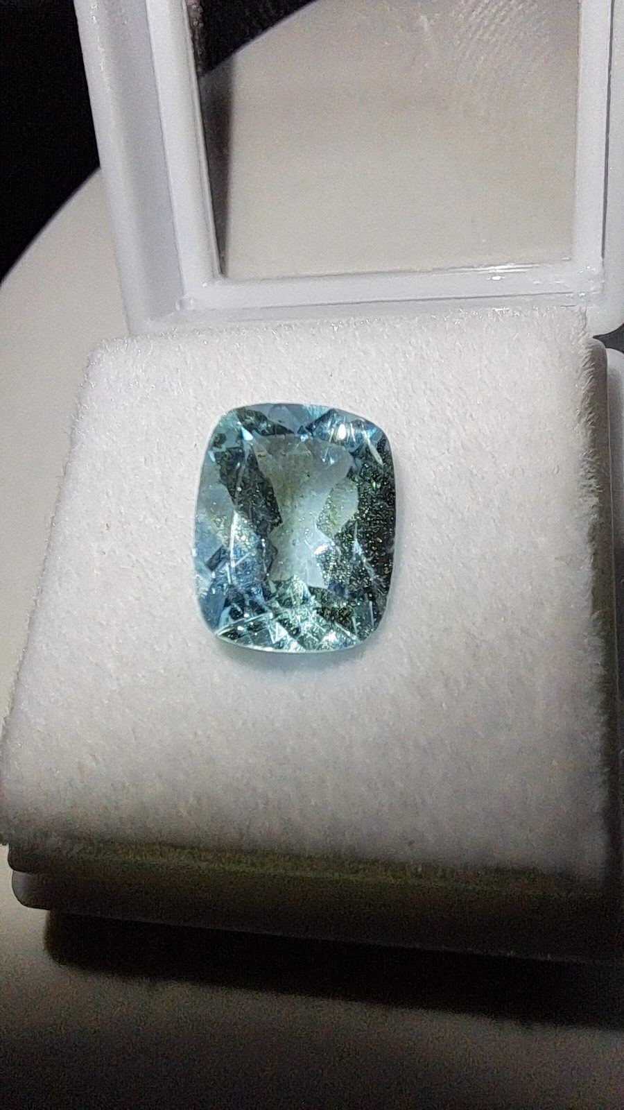 3.50ct Natural Blue Russian Topaz with Gold Inclusion Brilliant Facet Cushion Cut