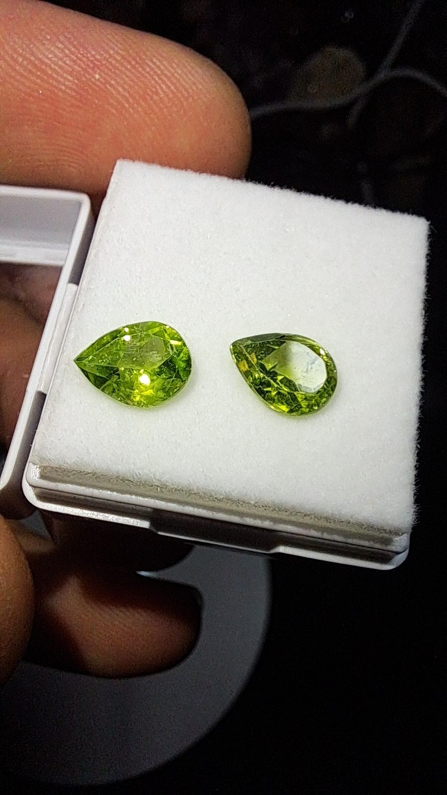 Arizona Peridot Pair of Facet Pear Cut