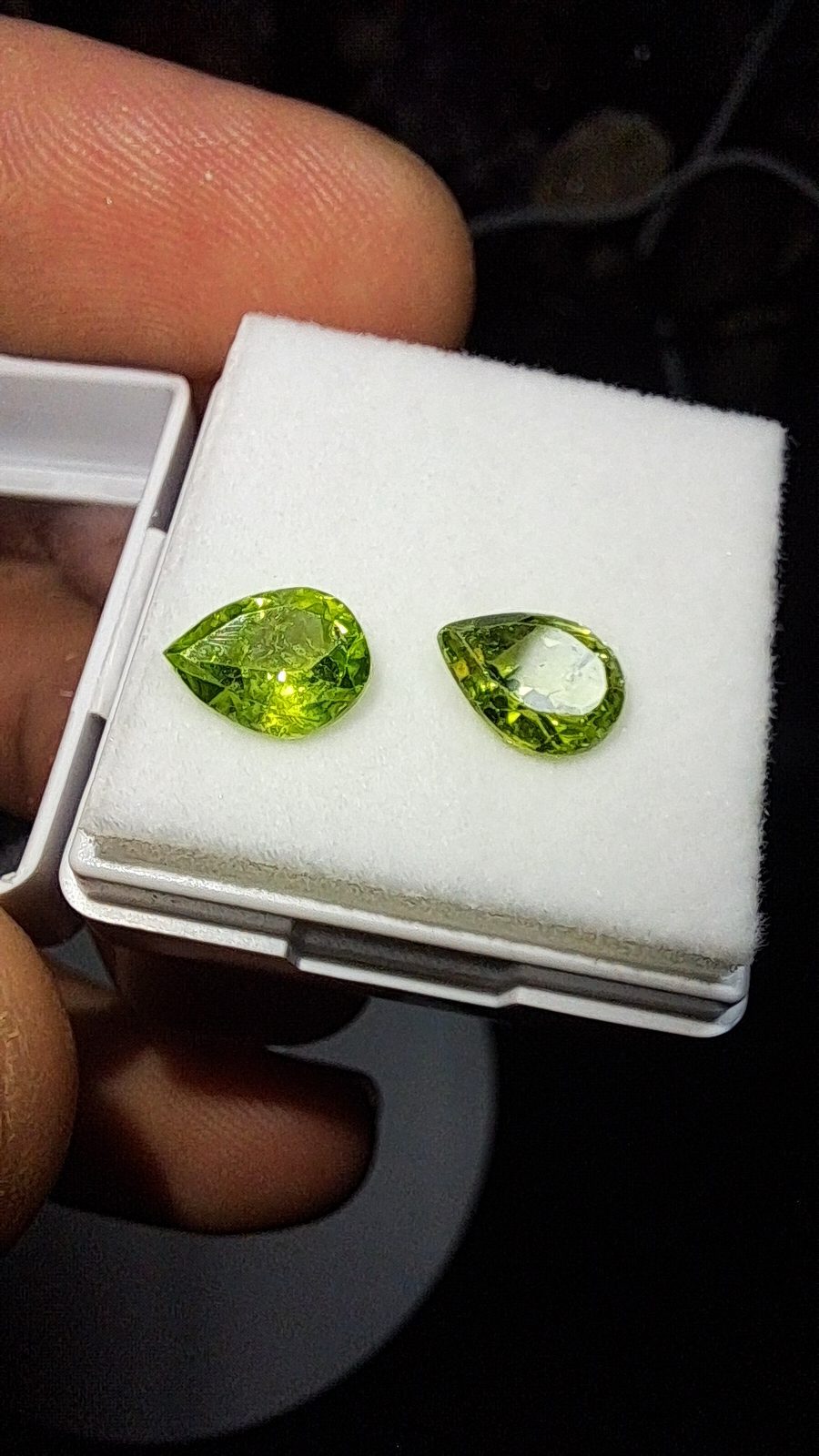 Arizona Peridot Pair of Facet Pear Cut