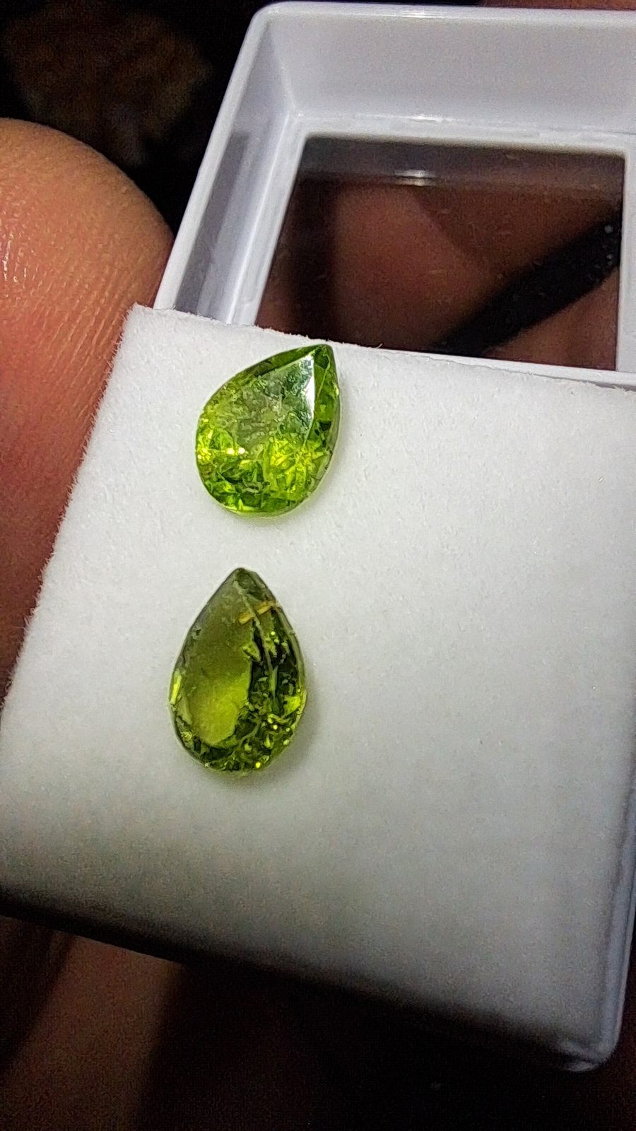 Arizona Peridot Pair of Facet Pear Cut