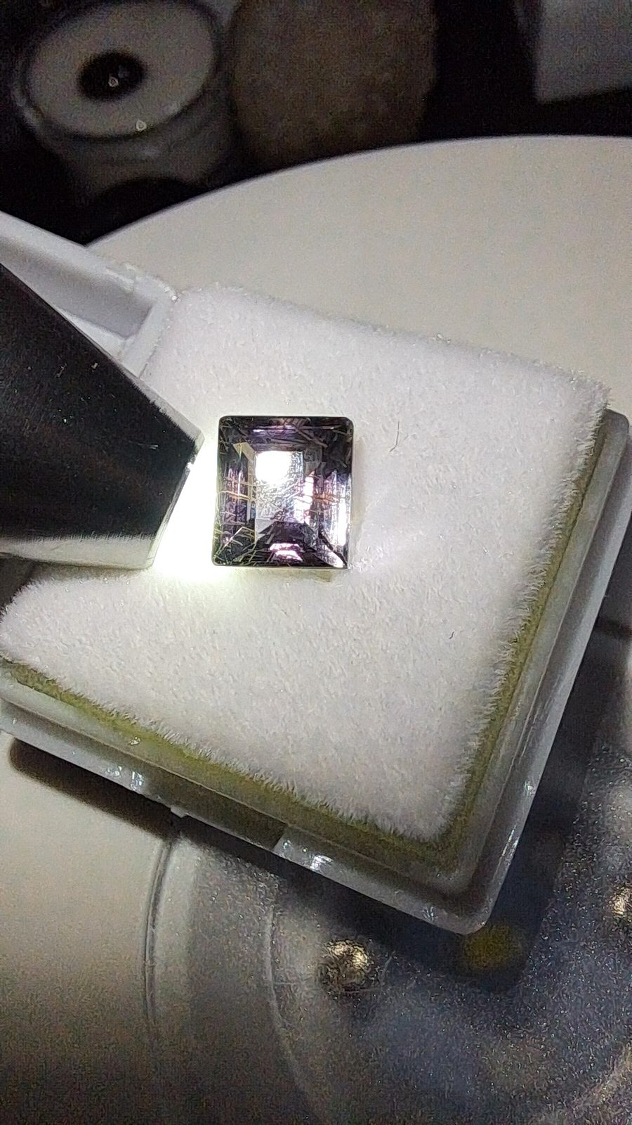 Purple Spinel With Golden Rutile Brilliant Facet Baguette