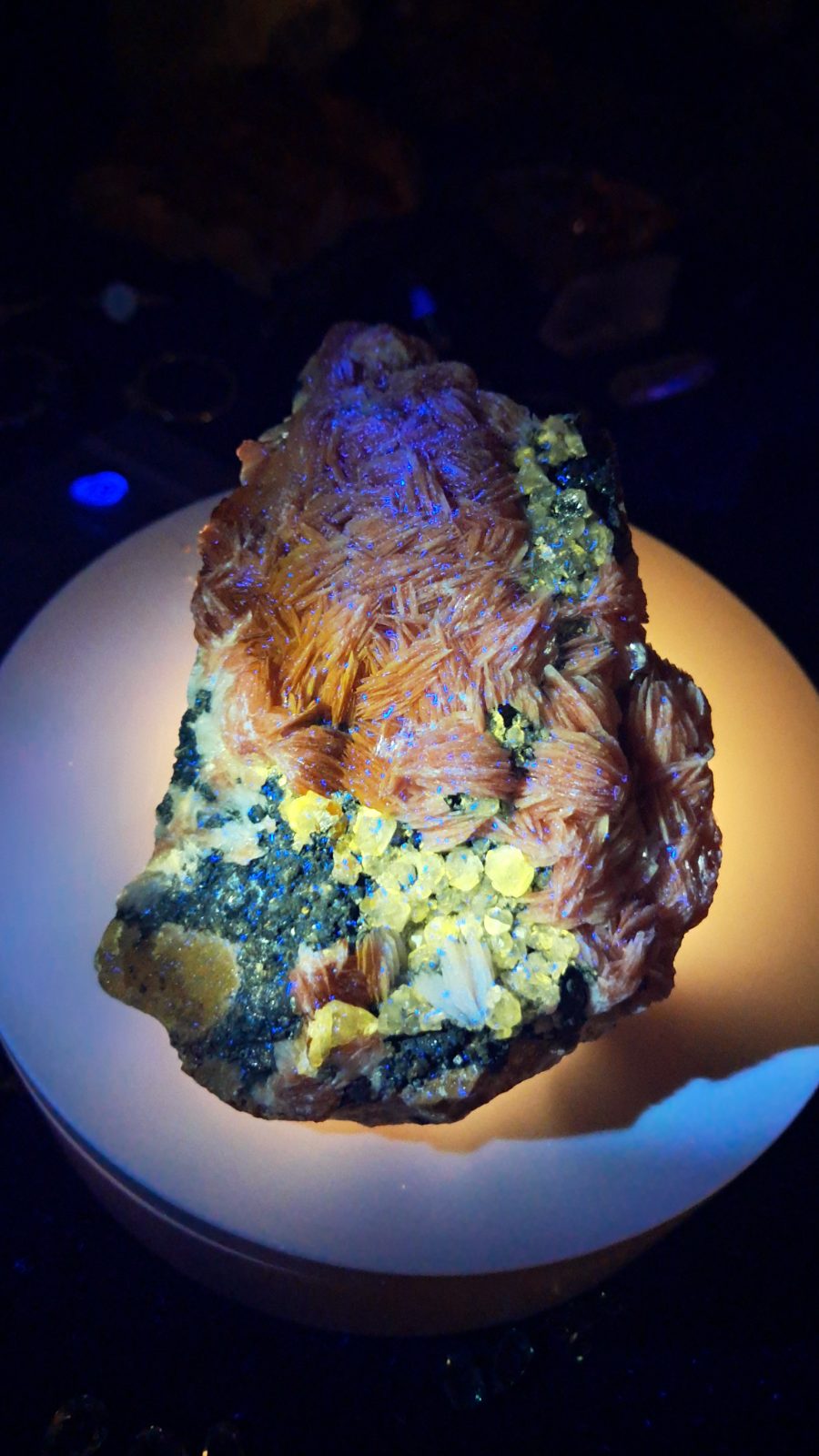 Pink/Orange Barite with Cerussite and Galena on Matrix