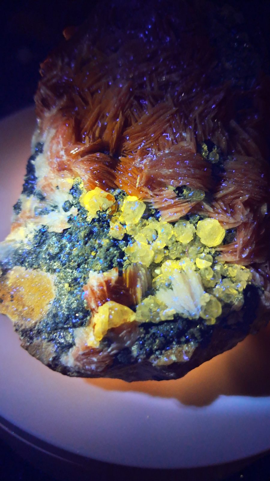 Pink/Orange Barite with Cerussite and Galena on Matrix