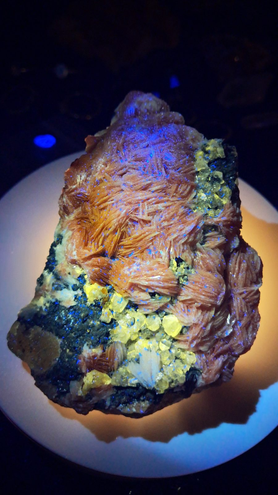 Pink/Orange Barite with Cerussite and Galena on Matrix