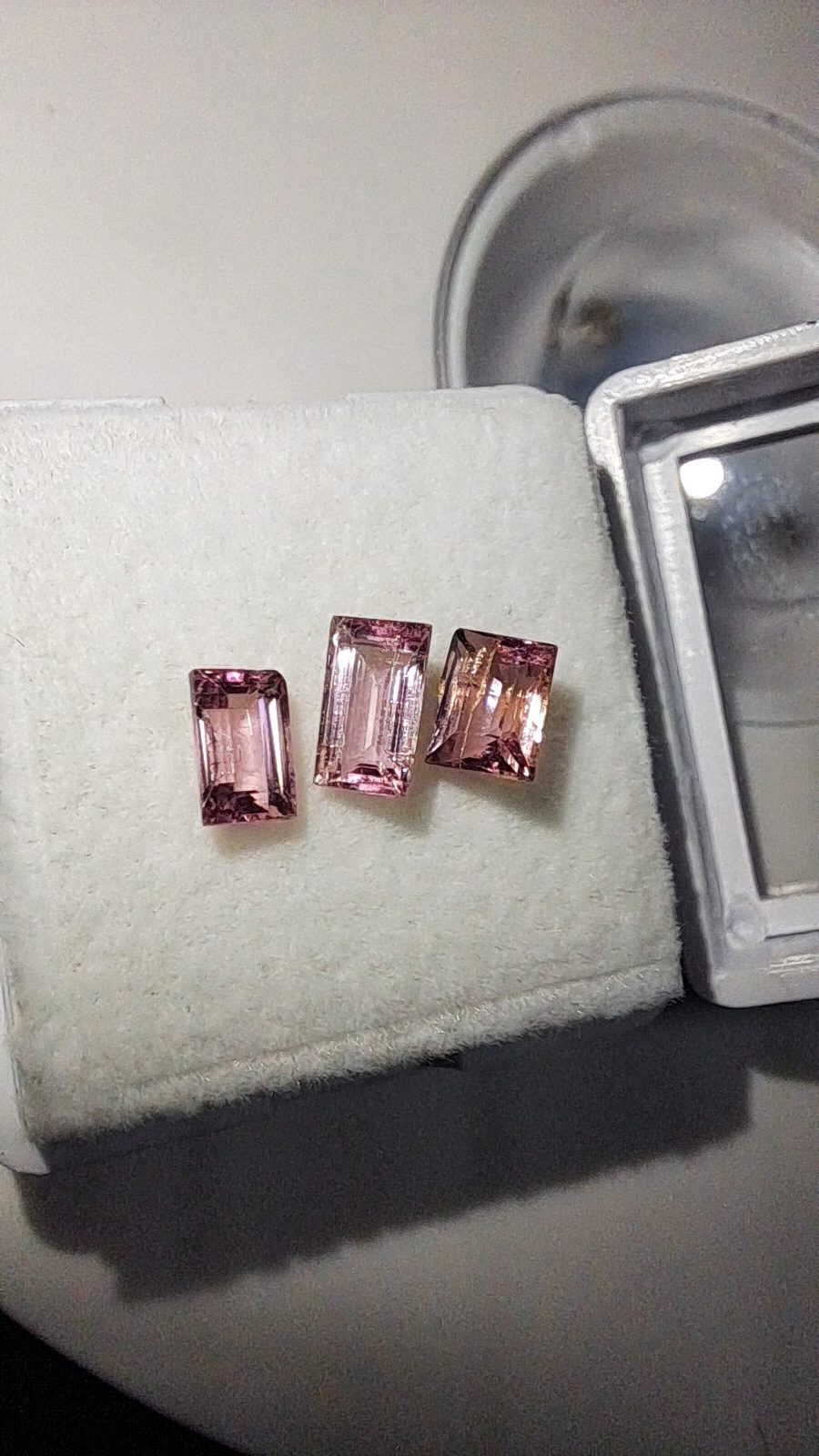 1.41ct Orangish Pink Tourmaline unheated 3 piece Lot from Myanmar